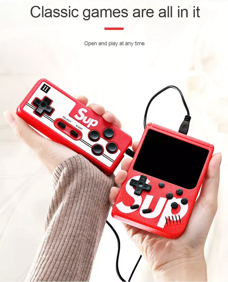 SUP portable retro classic mini game console 400 in 1 handheld game machine two player game box