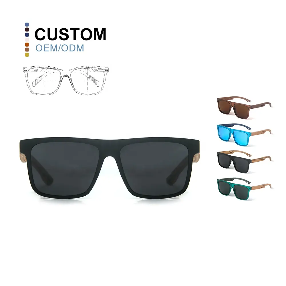 OEM Wholesale Sunglasses 2024 Lunettes De Soleil Custom Logo Bamboo Polarized Lens Wood Wooden Sunglasses for Men and Women