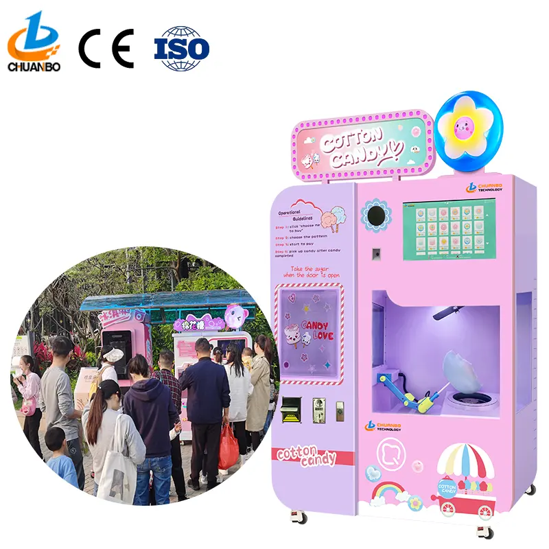 Vendita calda ultima fabbrica di Guangzhou macchina automatica di vendita automatica di zucchero filato completamente macchina di zucchero filato per le piccole imprese