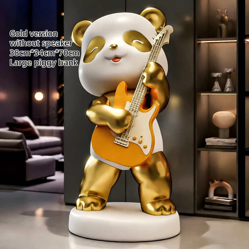 AKD6759J Panda jouant de la guitare dorée