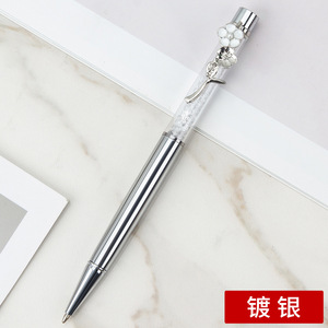 金属礼品笔多色水晶笔女士时尚空DIY笔带花夹
