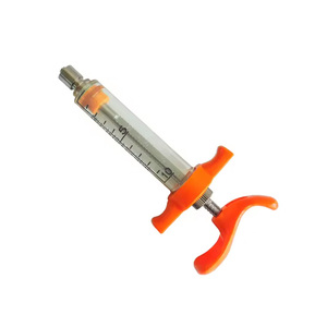 Hot Selling 10ml &amp; 20ml Reusable Plastic Veterinary Syringe Animal <strong>Injection</strong> Gun with Copper Head Vaccine Injectors