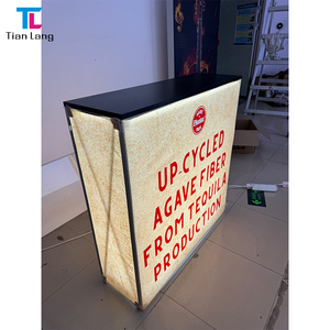 Portable 8ft <strong>Step</strong> SEG <strong>Display</strong> <strong>Table</strong> Custom Logo Aluminum Structure Frameless LED Luminous Showcase <strong>Counter</strong> Trade Shows Tension - Product Image 4