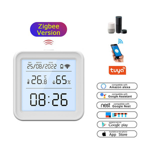 LEDEAST ZTH08 Tuya Mini Zigbee <strong>Temperature</strong> and <strong>Humidity</strong> <strong>Sensor</strong> LCD Display <strong>Temperature</strong> <strong>Humidity</strong> Meter Work with Alexa - Product Image 1