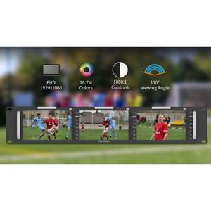 FeelworldT51 PLUS Triple 5 "2RU 800x480 Broadcast LCD Monitor de montaje en rack con 3G-SDI, HDMI, entrada y salida AV - Product Image 5