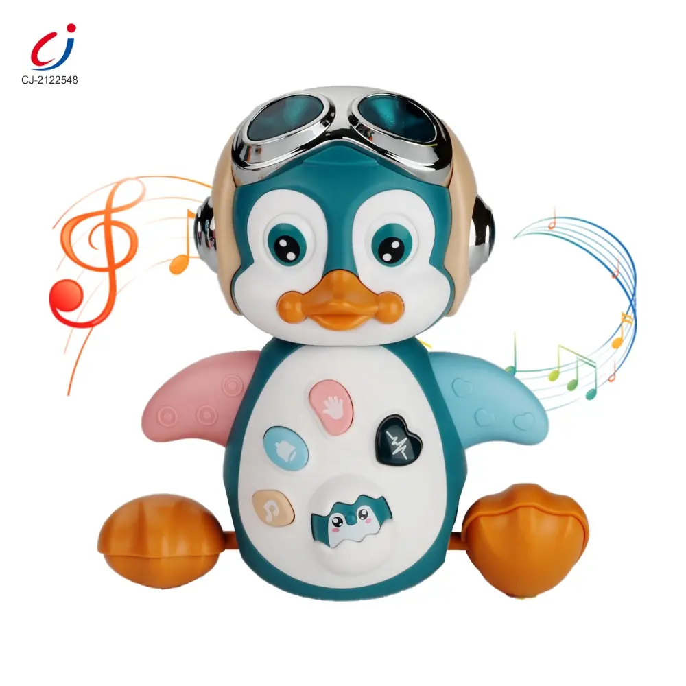 Chengji grosir mainan musik merangkak belajar bayi edukasi dini penguin musik ayunan listrik berjalan musikal untuk bayi