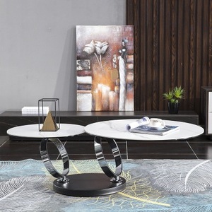 Modern Rock Board Size Round Coffee Table Combination Italian Minimalist Living Room Small Apartment Stainless Steel Marble <strong>Rota</strong> - Product Image 2