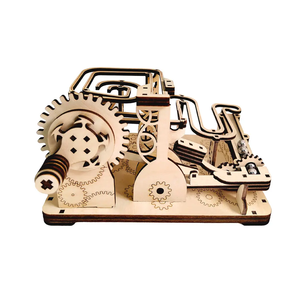 Bola de trilha de madeira modelo de transmissão mecânica manual DIY montagem quebra-cabeça brinquedo atividade presente