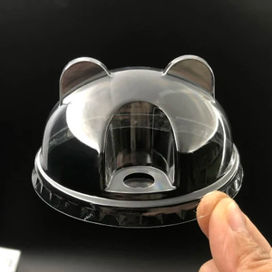 カスタムクリアプラスチックカバー90mmPETベアイヤードーム蓋12オンス使い捨てプラスチックスムージー食品容器蓋付きカップ
