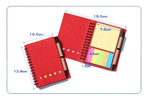 Bloc de notas con cubierta de papel Kraft en espiral con logotipo personalizado promocional barato con notas adhesivas y bolígrafo ecológico - Product Image 2