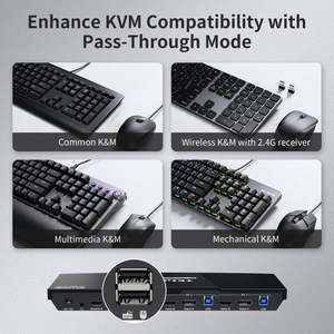 TESmart 2端口双显示器KVM交换机套件HDMI + DP 4K60Hz带USB 3.0扩展坞EDID 2x2 HDMI显示端口KVM交换机 - Product Image 5