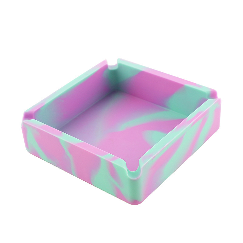 Cuadrado grande - verde menta rosa camuflaje - 10x10x3cm