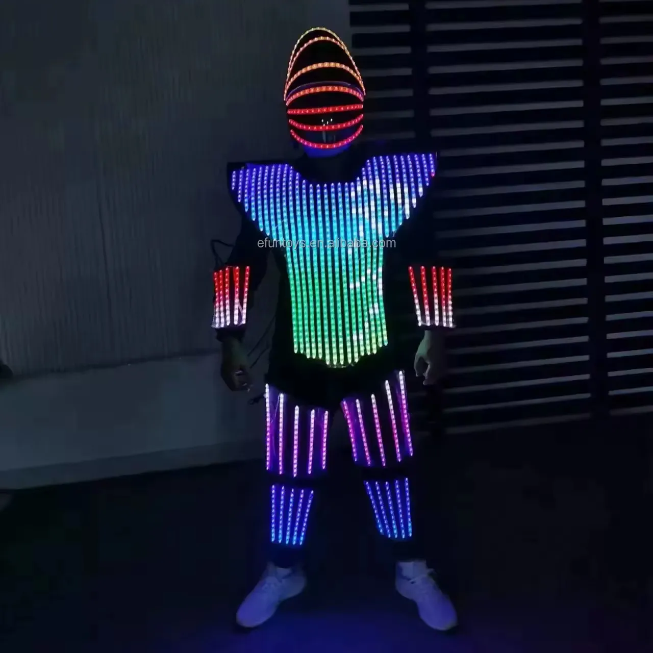 Efun MOQ 1 PC Smart LED armadura terno roupas de programação de luz LED robô armado fantasia de luz colorida roupas de laser
