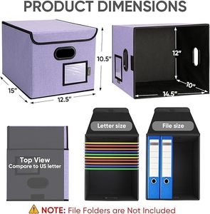可折叠文件收纳盒，带塑料幻灯片，方便存放文件夹，包括盖子 - Product Image 2