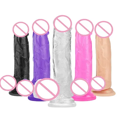 Mini realistische Kristall Saugnapf verschiedene Zoll bunte Dildos Zauberstab Kristall Penis Frauen Großhandel künstlichen Penis