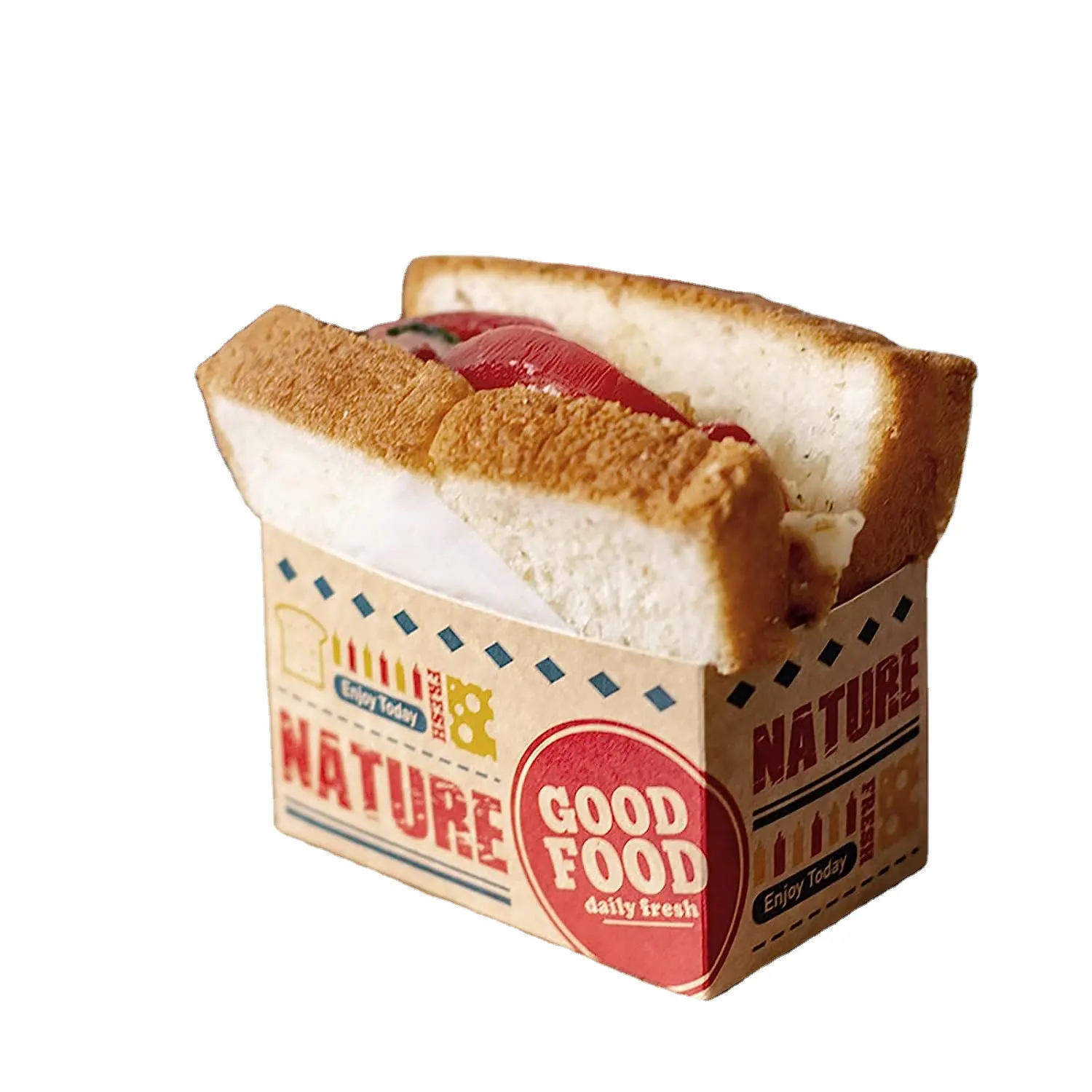 डिस्पोजेबल खाद्य पैकेजिंग बॉक्स तेल प्रतिरोधी क्राफ्ट पेपर स्वादिष्ट डोनट सैंडविच बाहर ले बॉक्स घरेलू आपूर्ति खाद्य