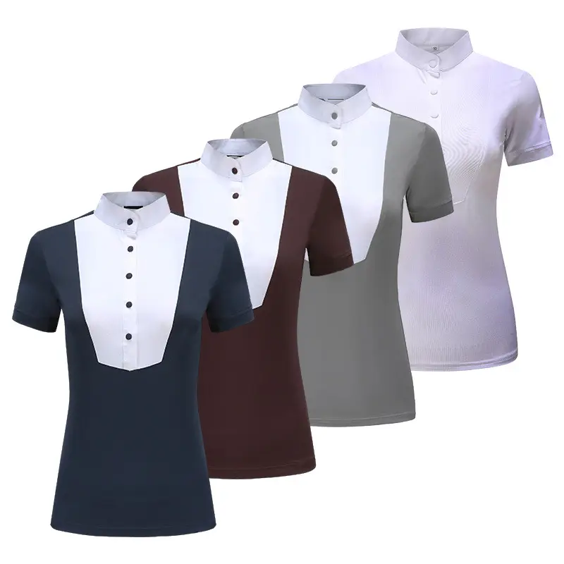 Camisa equestre profissional camisa POLO manga curta equitação roupas das mulheres T-shirt Corrida fornece proteção UV fino curto