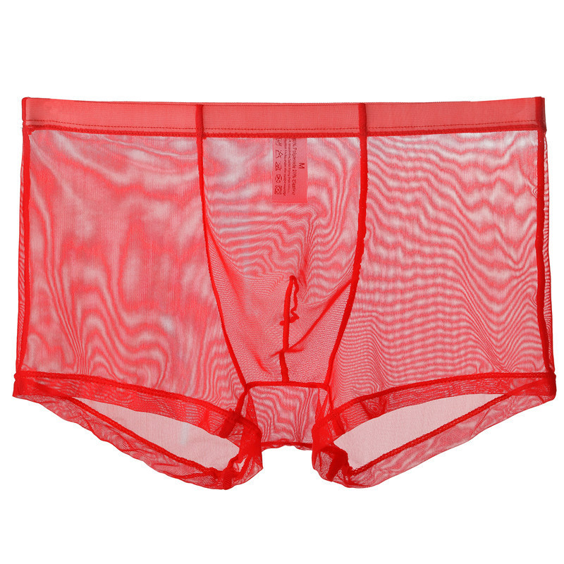 Red Thin Sheer Mesh Boxer Brief