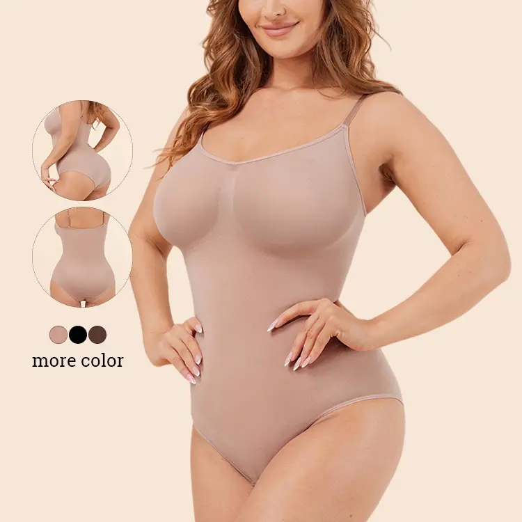 Body Shapewear femme une pièce contrôle du ventre bout à bout corps Shaper sans bretelles sans couture mi-cuisse combinaison hauts