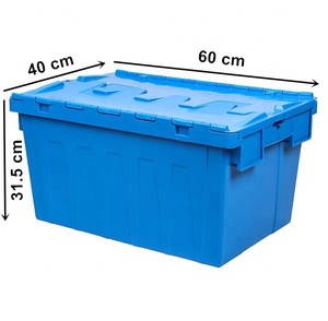 Contenedor de plástico de almacenamiento de anidación de tapa adjunta de rotación de logística - Product Image 3