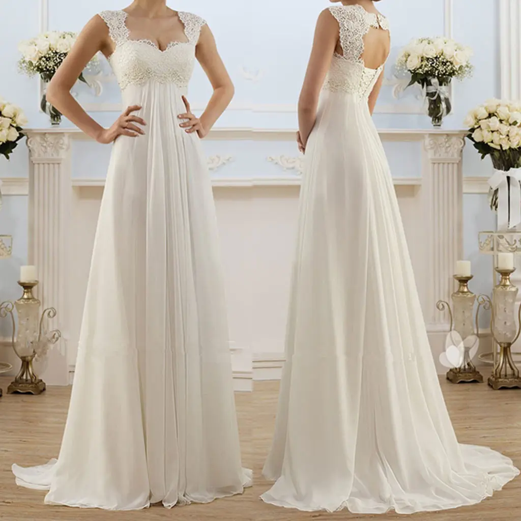 Ren Nối Treo Rỗng Backless Váy Váy Cưới Váy Dệt Vestido De Noiva 2024 Của Phụ Nữ Màu Rắn Màu Trắng