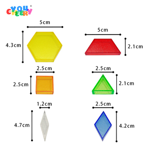 Montessori Math Toys 2024 Translucent Colored Plastic Geometric <strong>Pattern</strong> <strong>Blocks</strong> Stacked <strong>Building</strong> <strong>Blocks</strong> - Product Image 6