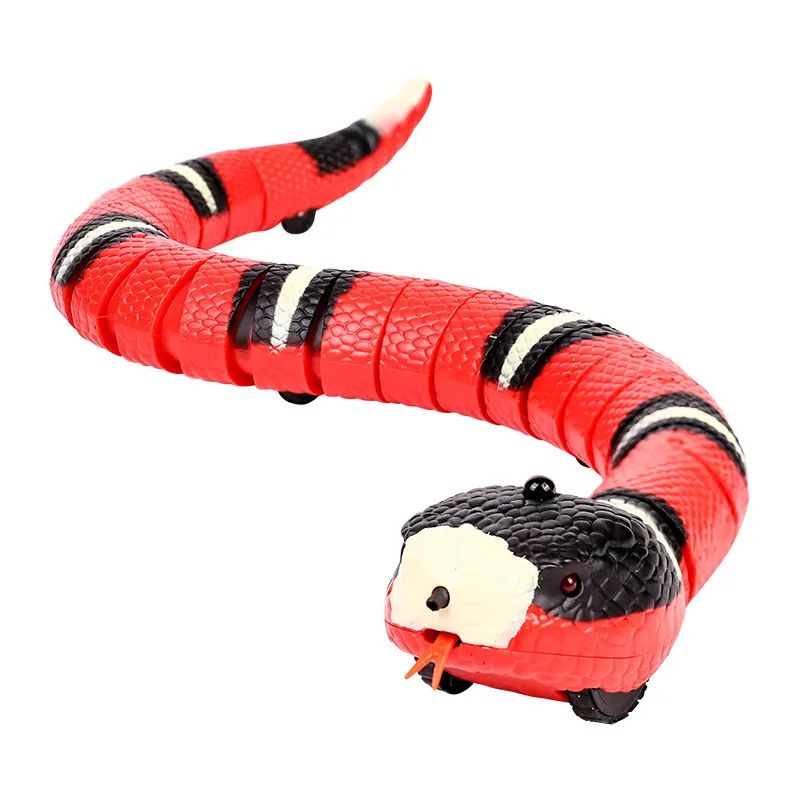 Divertido eléctrico inteligente detección serpiente creativo inteligente detección gato juguetes eléctrico serpiente automático USB recargable realista mascota juguete