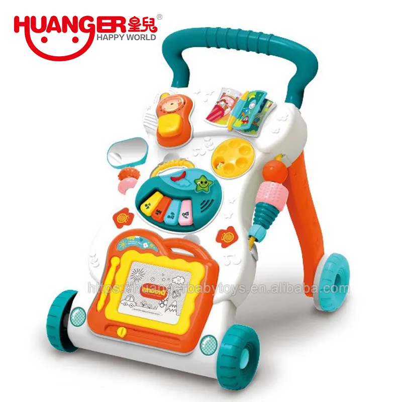 Huanger - Brinquedo multifuncional para bebês, andador musical multifuncional para aprender a puxar, com música e luz, brinquedo multifuncional para meninos