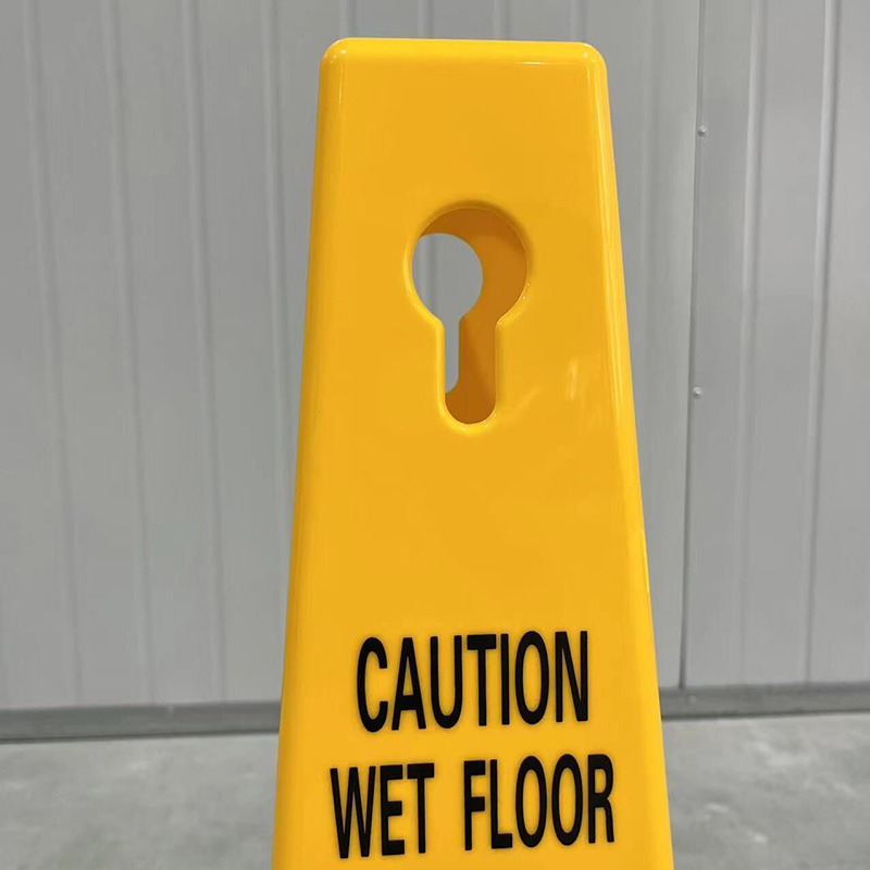 27 Inches Customized 4 sided printable Yellow Square Cones  Plastic Caution Signs Wet Floor Safety Cone