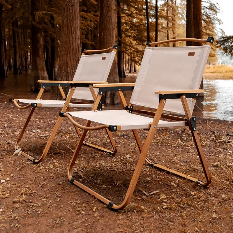 Benjia – chaise de Camping Portable en bois et métal, chaise pliante pour pique-nique