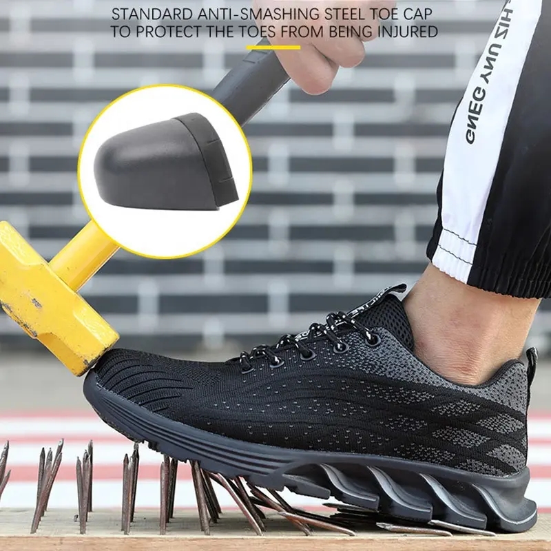 รองเท้าบูทนิรภัยหัวเหล็กน้ำหนักเบา,รองเท้าเซฟตี้สำหรับทำงานป้องกันการแตกป้องกันการแทงทะลุกันไฟฟ้าสถิตย์น้ำหนักเบา
