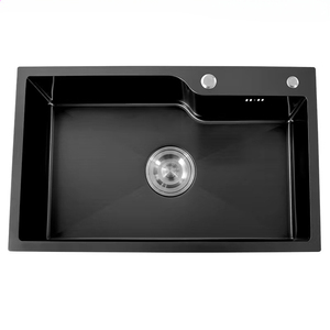 手工厨房水槽方形瀑布单碗或双碗纳米表面处理多种选择 - Product Image 1