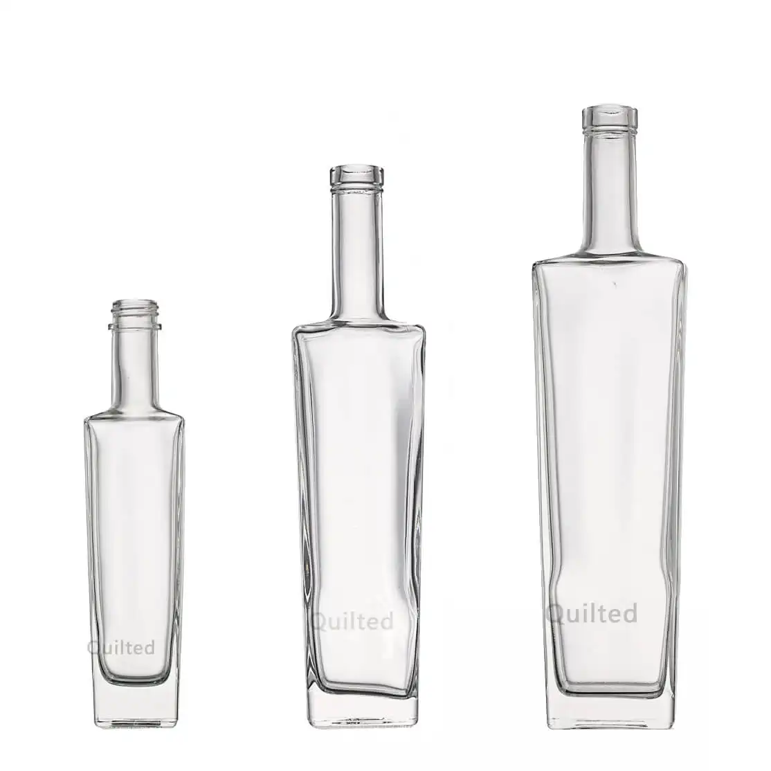 Precio al por mayor Diseño personalizado Fábrica de China Whisky Vodka Gin 500ml 700ml 750ml Botella de Ginebra de vidrio de Ron cuadrado