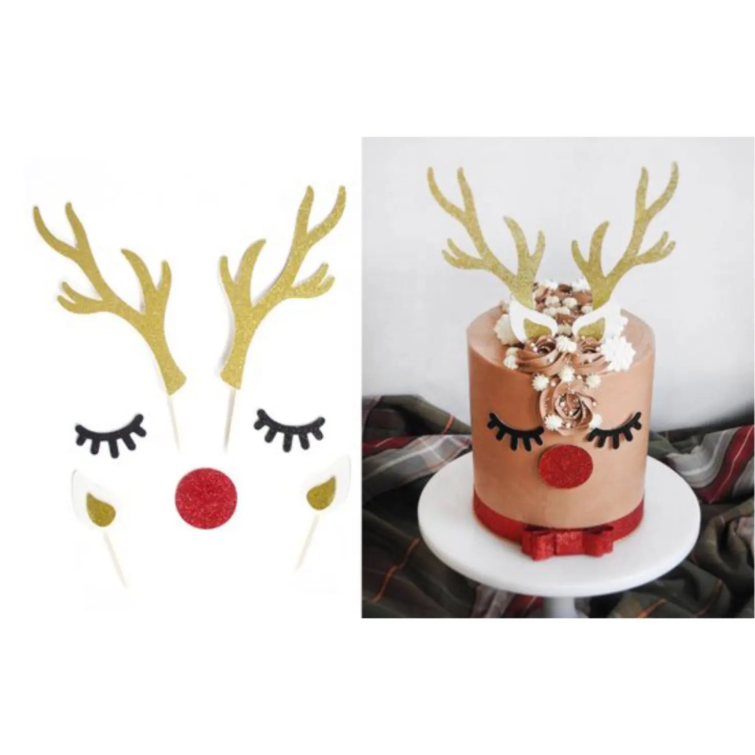 卸売ケーキデコレーションクリスマスケーキトッパーエルクスーツかわいい小さな白いウサギのスーツカードプラグインパーティーサプライヤー