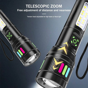 Nhôm Ngoài Trời Cắm Trại IP65 Không Thấm Nước Chiến Thuật Đèn Pin Xách Tay Side Chiếu Sáng <span class=keywords><strong>Torch</strong></span> Ánh Sáng USB Có Thể Sạc Lại Zoom Đèn Pin - Product Image 5