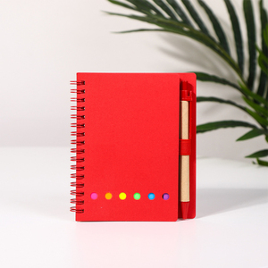 Cuaderno de papel Kraft respetuoso con el medio ambiente promocional con bolígrafo de reciclaje Cuadernos en espiral A6 personalizados con nota adhesiva - Product Image 4