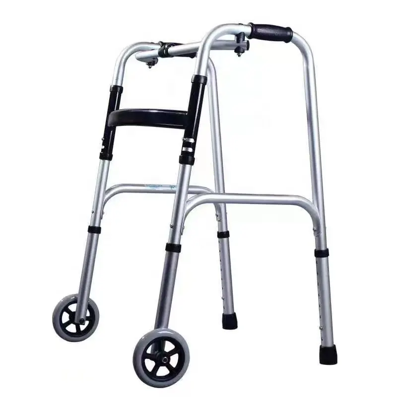 Operar a flutuabilidade da muleta para idosos auxiliares de caminhada OEM/ODM andador dobrável em aço inoxidável com altura ajustável fácil