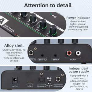 Convertidor de audio digital a analógico Coaxial óptico a RCA 3,5mm Conversión de señal de audio analógica Equipo de sonido HIFI - Product Image 6