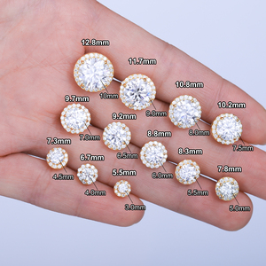 Klasik yuvarlak 2CT elmas testi geçti Moissanite küpe kadınlar takı için gümüş 925 moda kulak damızlık nişan hediye
