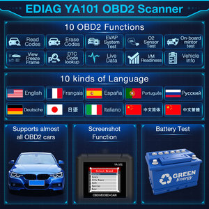 Ya101 Obd2 Scanner Ya-101 Car <strong>Code</strong> Reader for Check Engine Light,<strong>O2</strong> <strong>Sensor</strong> and Evap Test, On-Board Monitor Test Pk Kw310 - Product Image 4