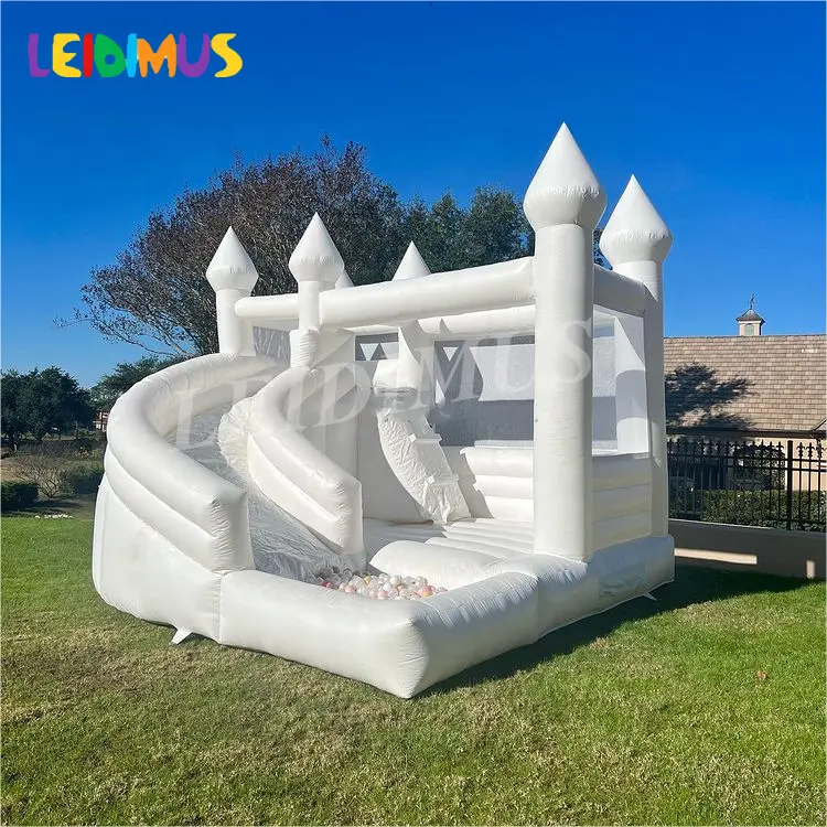 Inflatable lâu đài đám cưới trắng Inflatable thư bị trả lại nhà nhảy lâu đài bouncy lâu đài với slide và bóng Pit