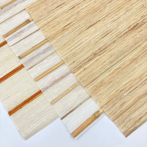 Japanese Style Woven Jute Blinds Linen Drapes <strong>with</strong> Bamboo Fiber French Design for French <strong>Windows</strong> <strong>Built</strong>-in Installation Type - Product Image 4
