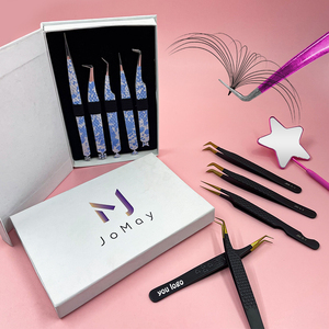 MEW Private Label Custom Lash Extensão Ponta De Fibra Forte Segure Volume 45 90 Graus Pinças de aço inoxidável Para Extensão Dos Cílios - Product Image 5