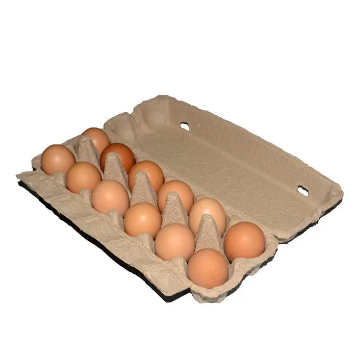 Geri dönüşümlü kağıt ambalaj tek kullanımlık oluklu karton Kraft 12 hücre yumurta tepsisi satılık