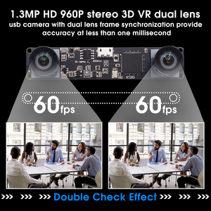 ELP 3D Stereo USB-Kamera modul Kostenloser Treiber 2560x960P 60fps Keine Verzerrung Dual Lens Synchron isation Webcam für Robot Vision - Product Image 2