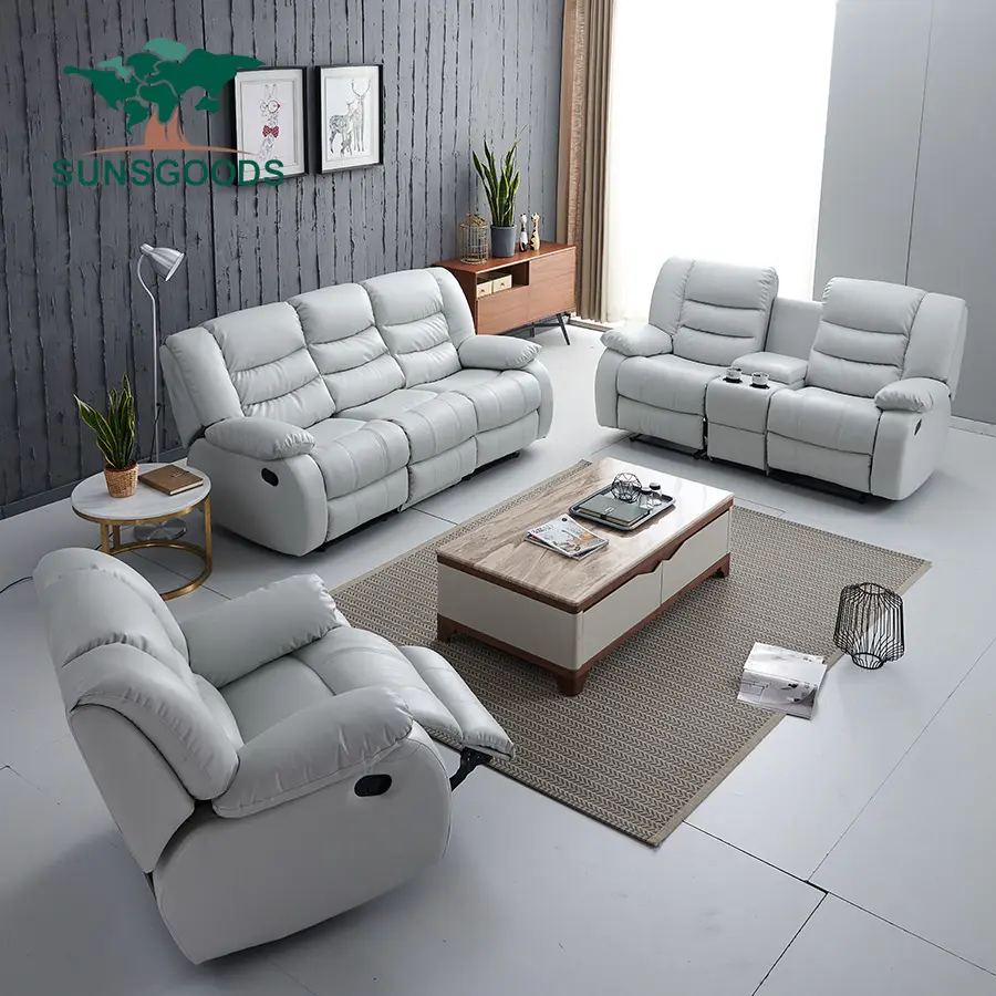 Sofá reclinable de cuero para sala de estar, conjunto de muebles cómodos y reclinables para sala de estar, gran oferta