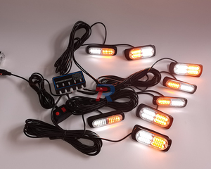 12 <strong>LED</strong> <strong>X</strong> 4 PCs + <strong>24</strong> <strong>LED</strong> <strong>X</strong> 4 PCs Grille Flashing Light 8LED Side Marker Caution Light for Construction Vehicle W/ Synchronization