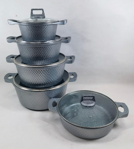 高品質の10ピースアルミニウム調理器具セット小さなダイヤモンドスタイルの大理石のスープポットライスストーンダイキャストスープポット - Product Image 4