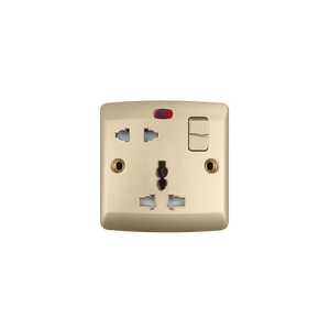 Interruptor de pared de 1 banda multifunción dorado estándar británico 2025 13A MF enchufe conmutado Universal 2 USB con neón