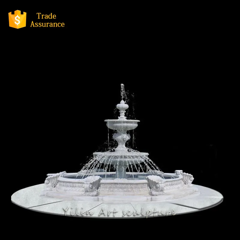 Fontaine sculptée pierre blanche jardin fontaine d'eau en marbre YL-P035